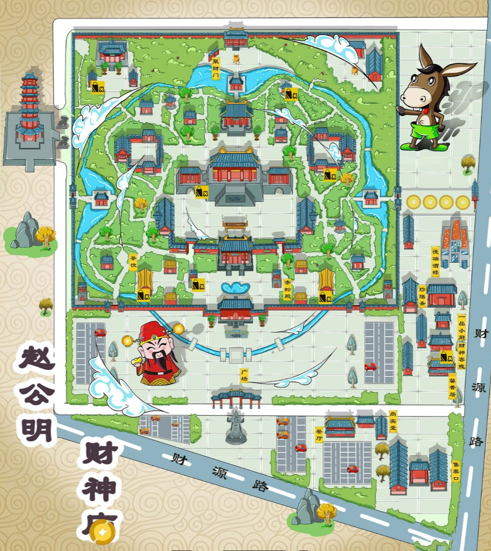 阳原寺庙类手绘地图